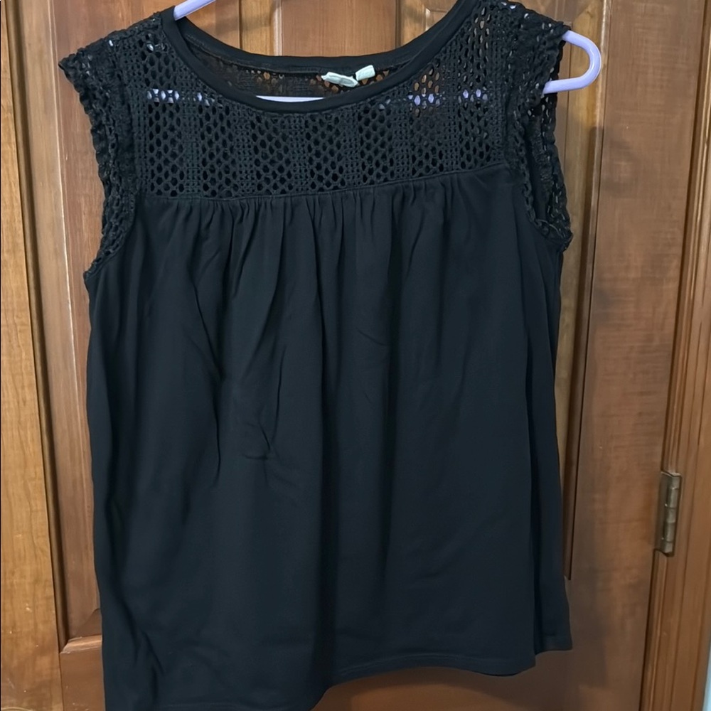 GAP Black Blouse with Elegant Crochet Design